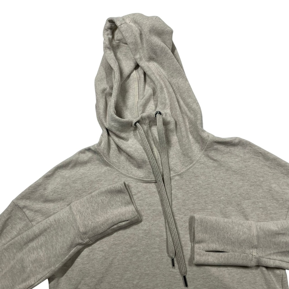 Sweaty Betty Hoodie Womens Medium Light Grey Funnel Neck Thumbhole Italian Made